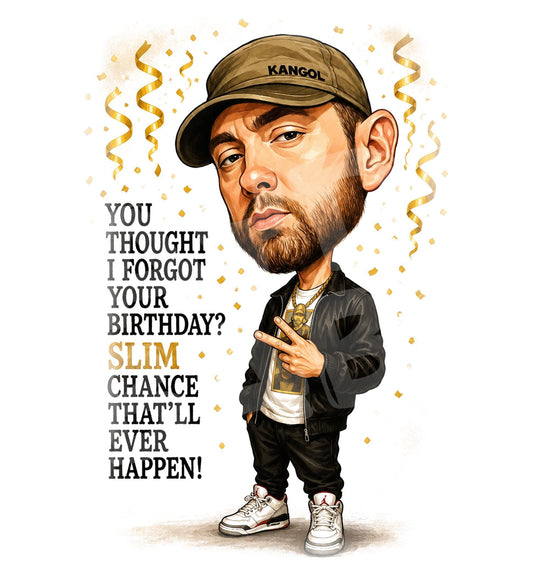 Funny Hip Hop Birthday Card - Slim Chance Humor - back