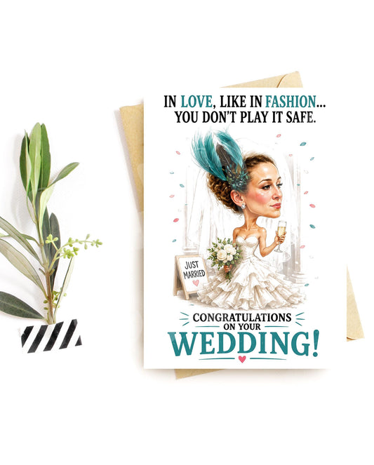 Funny Wedding Card for Bride - Stylish Newlywed Congratulations