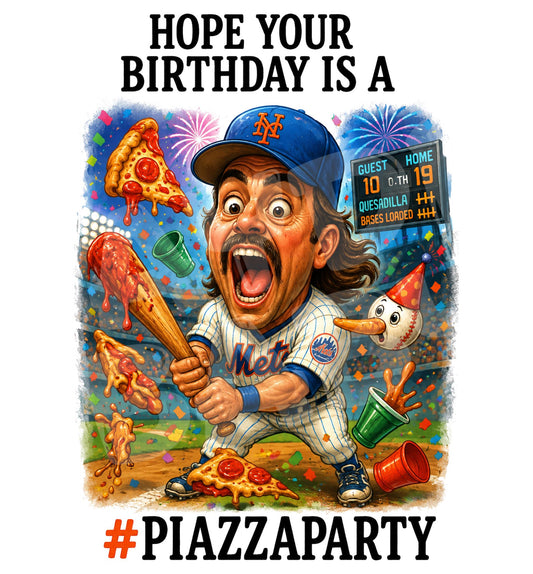 PiazzaParty Baseball Birthday Card - close up