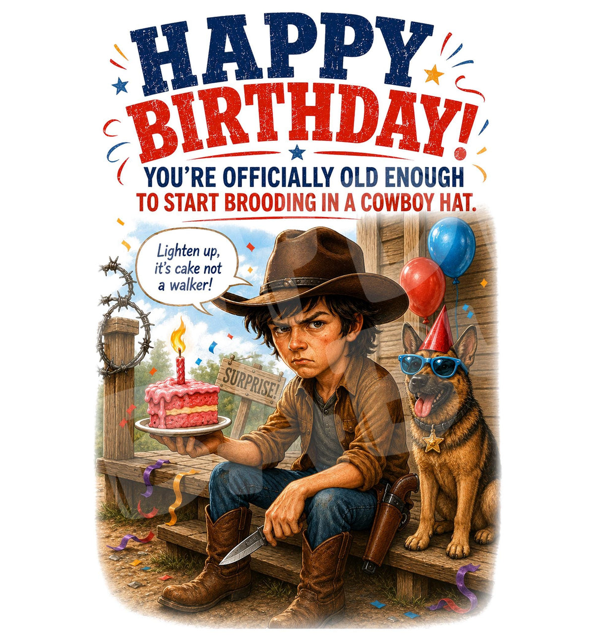 Funny Cowboy Birthday Card - Western Humor - back