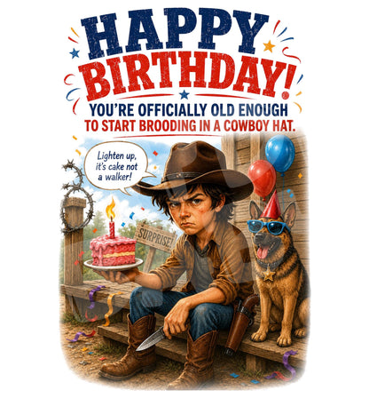 Funny Cowboy Birthday Card - Western Humor - back