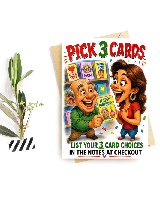 Mix and Match Greeting Card Set – Pick Any 3 Funny Cards | Printed Card Bundle by Jaydn Baby LLC