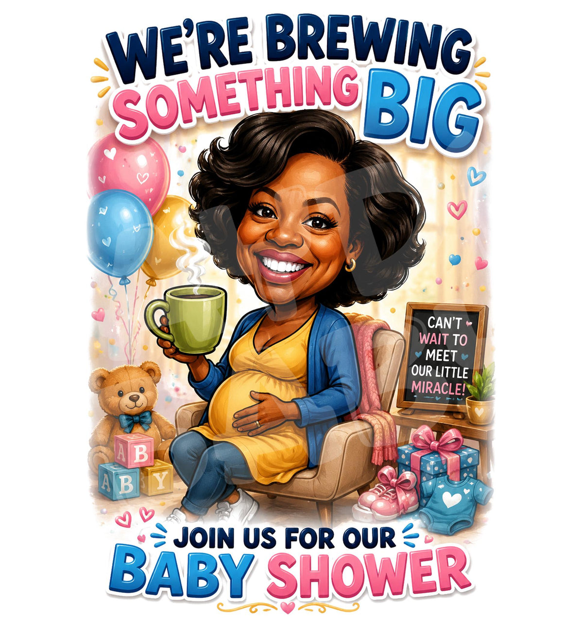 Funny Baby Shower Invitation – Brewing Something Big, Coffee Theme for Mom to Be
