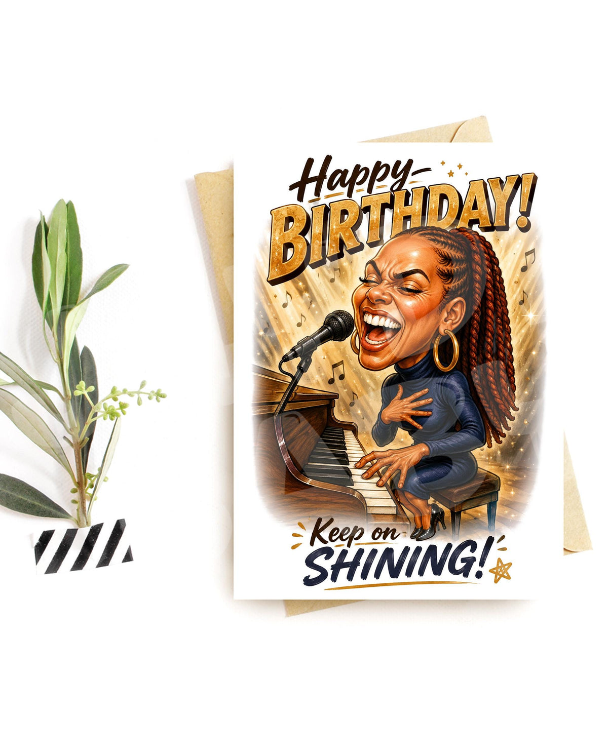 Funny Soul Singer Birthday Card | Keep On Shining Music-Themed Greeting | Piano Vocal Birthday Parody Card for Her or Him