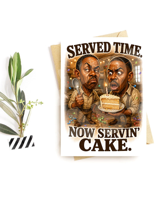 Funny Prison Birthday Card – Served Time Cake Humor, Sarcastic Gift for Him