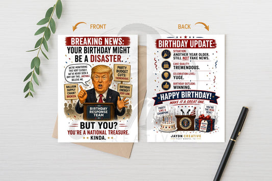 Funny Trump Birthday Card, Political Parody - back design