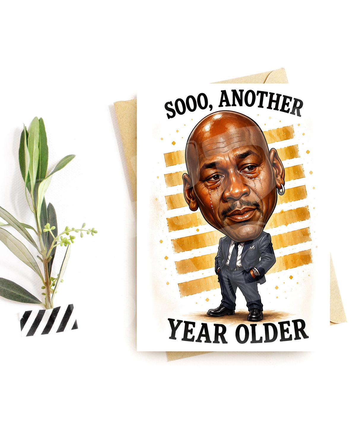 Sooo Another Year Older Funny Birthday Card - crying caricature