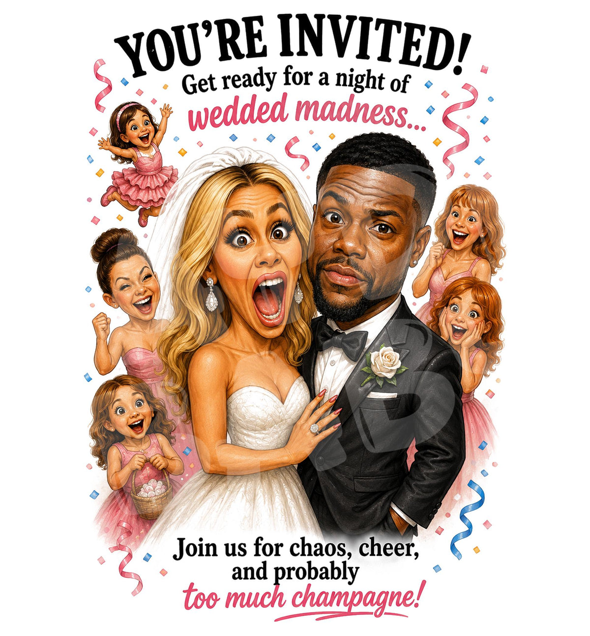 Wedded Madness Funny Wedding Invitation - close up