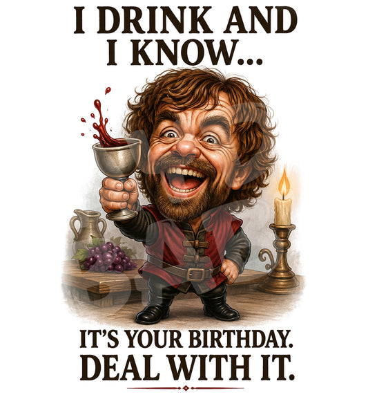 I Drink and I Know Birthday Card - Medieval Fantasy - back
