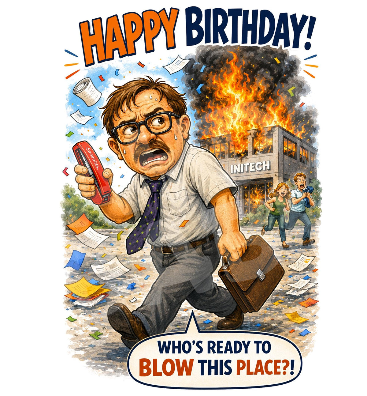 Funny Coworker Birthday Card - Office Humor - back