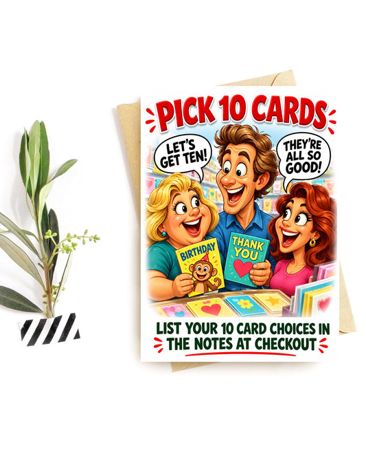 Funny Greeting Card Bundle – Pick 10 Cards – Mix & Match Birthday, Love, Holiday, and More – Jaydn Baby LLC