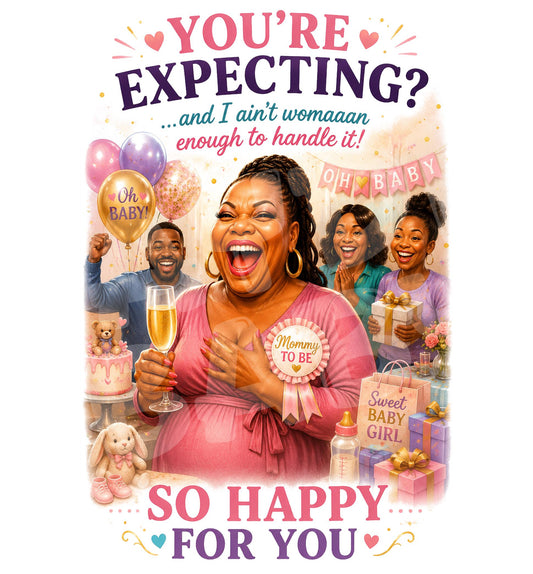 Funny Pregnancy Congratulations Card – Expecting Mom, Baby Shower or Baby Girl Gift