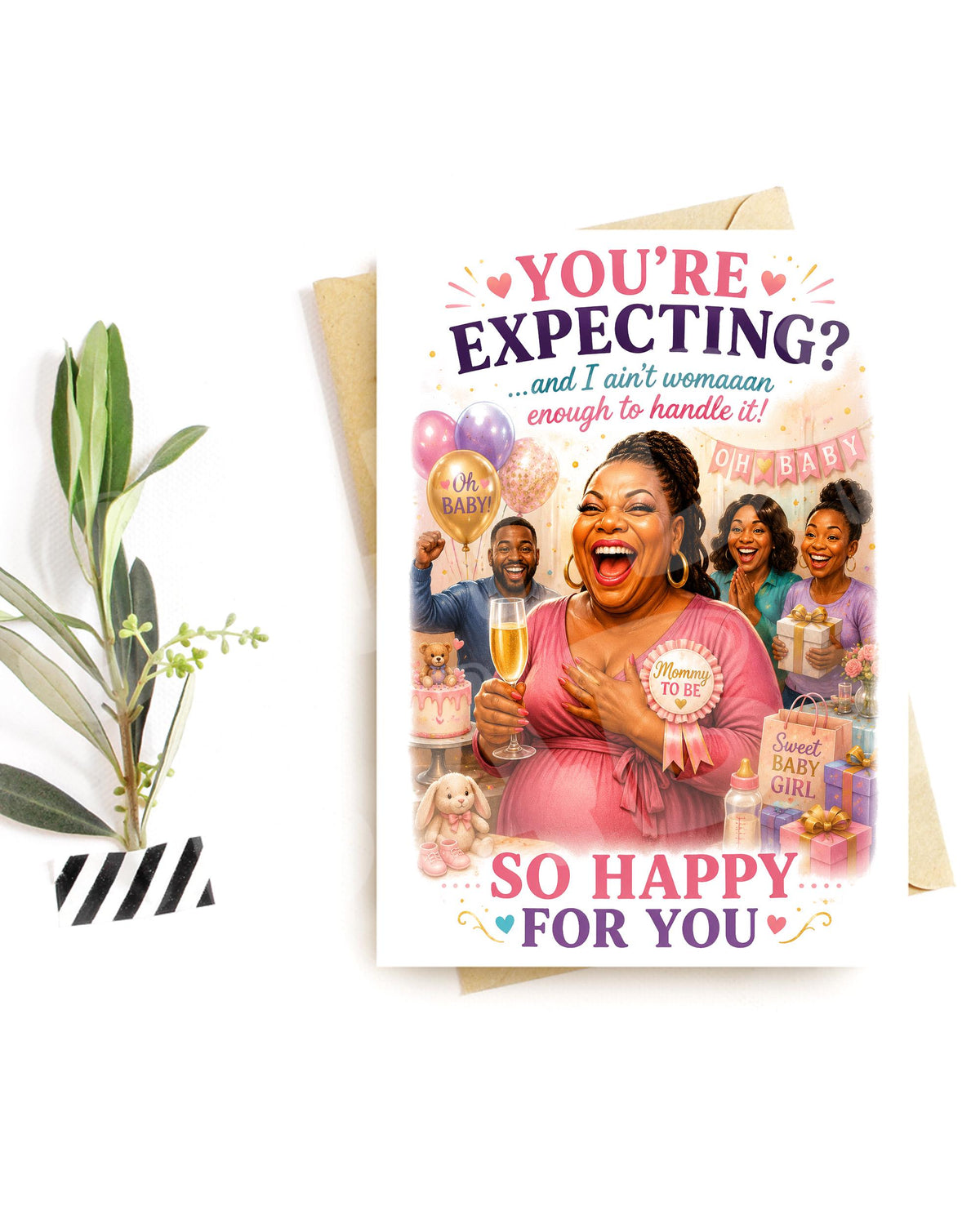 Funny Pregnancy Congratulations Card – Expecting Mom, Baby Shower or Baby Girl Gift