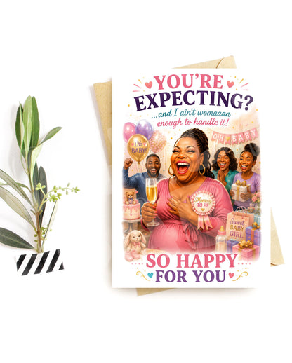 Funny Pregnancy Congratulations Card – Expecting Mom, Baby Shower or Baby Girl Gift