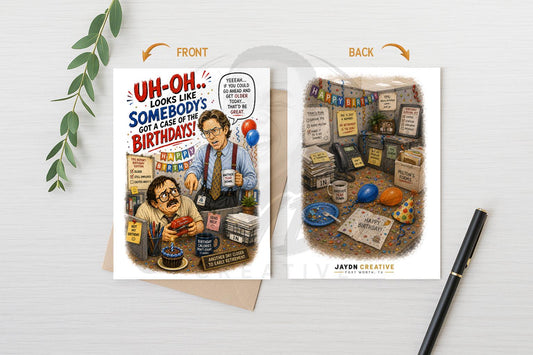 Funny Office Birthday Card - back design