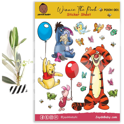 Cute Winnie The Pooh Sticker Sheet - Jaydn Baby