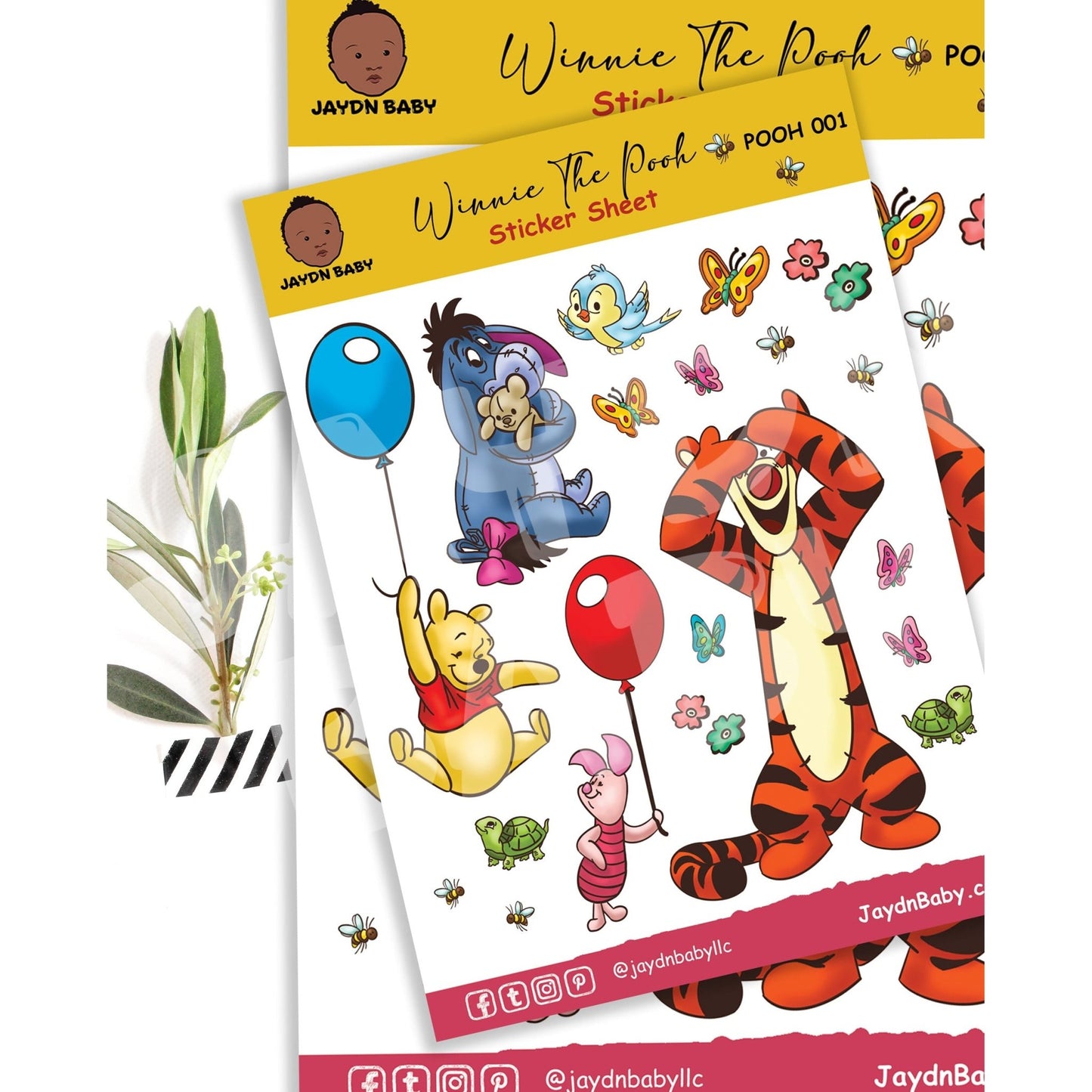 Cute Winnie The Pooh Sticker Sheet - Jaydn Baby